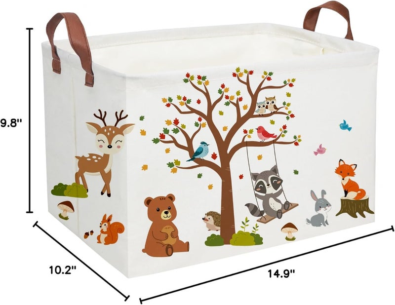 ESSME Rectangular Kids Baskets Boys Basket,Animal Storage Bins with Handles for Kids Room Decor, Book Storage Bin（Autumn animals） - Image 5